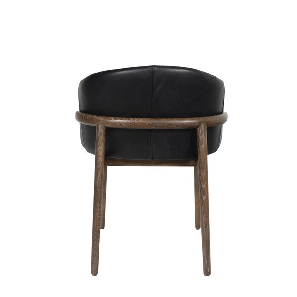 Ethan Leather Dining Chair (Black) Macro 2